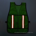 Green polyster mesh reflective safety vest with warning reflective tape